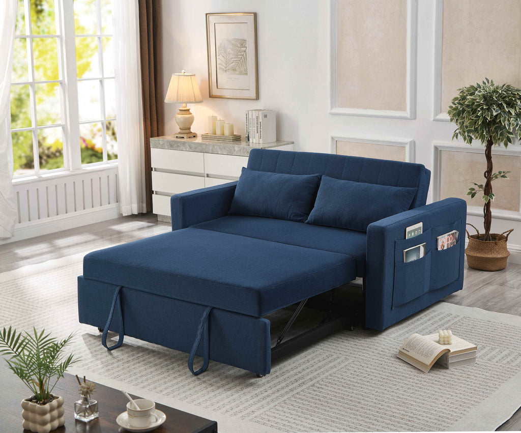 Noodeniya 54" Twins Pull Out Sofa Bed, Modern Convertible Sleeper Couch, Fabric Loveseat for Small Place, Light Gray