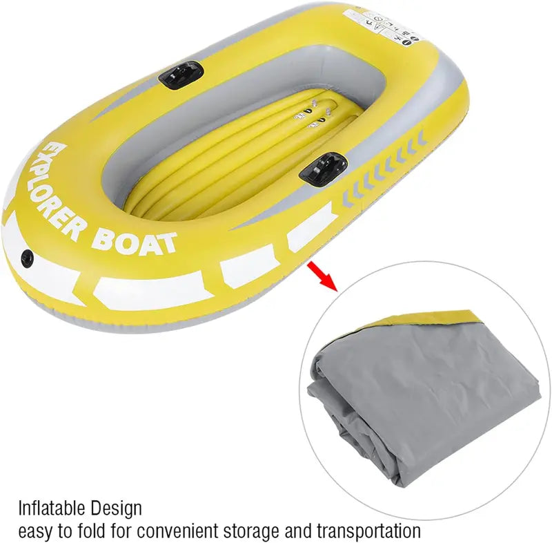 Dual-Chamber Inflatable Kayak Set – 2-Person Sport Raft with Welded Oar Locks, Grab Handles, Bow Rope & Ergonomic Design