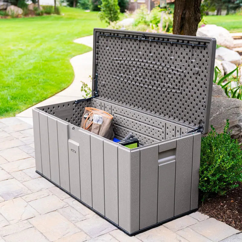 Lifetime 568-Litre Outdoor Deck Storage Box – Modern Grey Design, Model 60384U