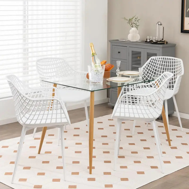Set of 4 Black Modern Dining Chairs — Powder-Coated Metal Frame, 15-Inch High Back, Anti-Slip Feet, 265-LB Capacity