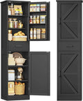 Slim Vertical Kitchen Pantry Cabinet with Three Doors, One Drawer, and Interior Shelving