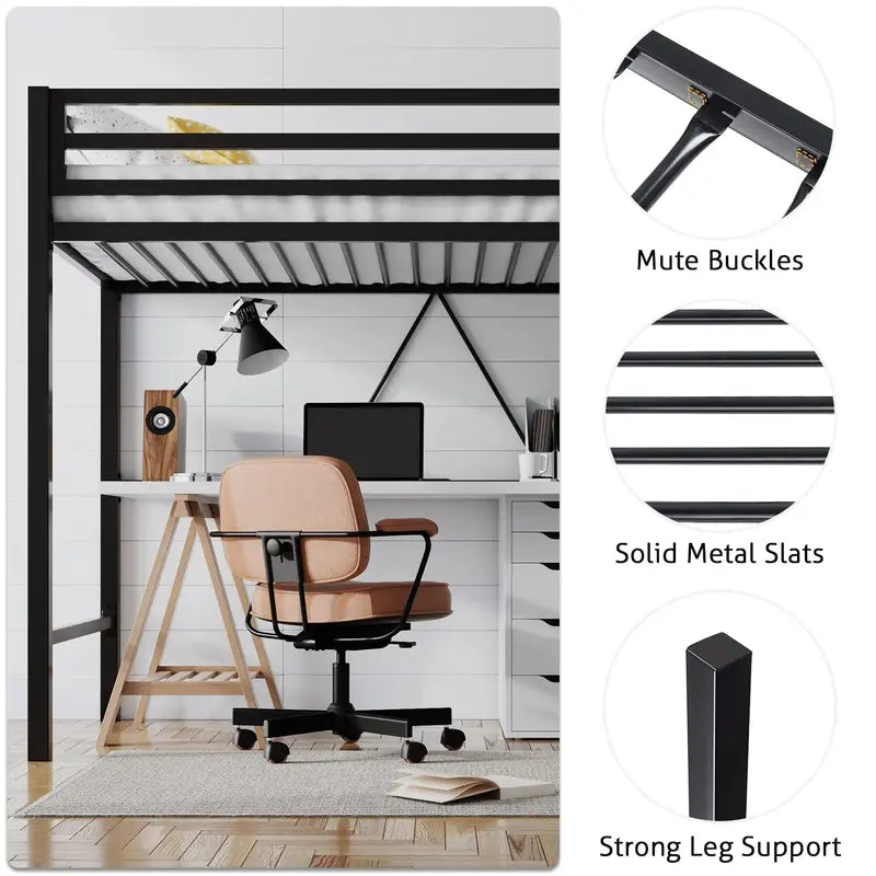 SHA CERLIN Twin Loft Bed – Space-Saving, Heavy-Duty Elevated Frame for Kids' Rooms & Dorms