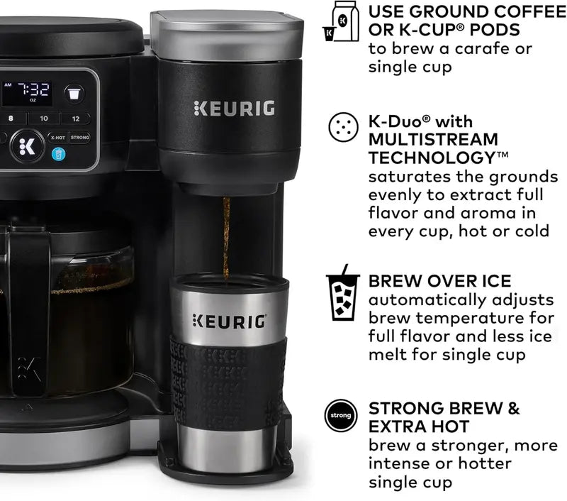Keurig K-Duo Coffee Maker – Hot & Iced Single-Serve + Carafe, 72oz Reservoir, MultiStream Tech