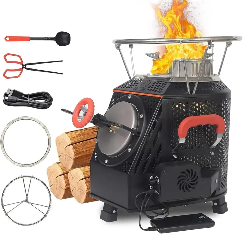 Compact Stainless Steel Smokeless Wood-Burning Camping Stove – Portable Outdoor Heating Solution