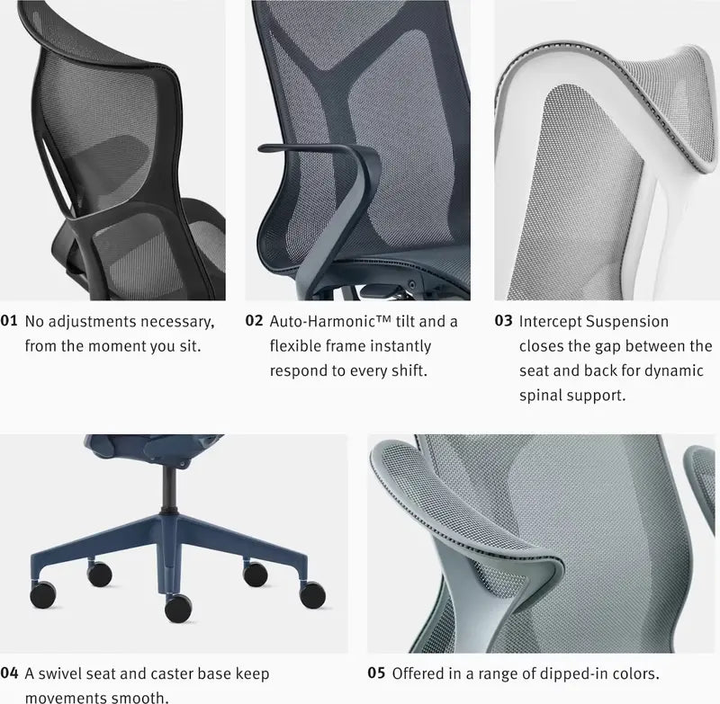 Cosm Mid-Back Ergonomic Office Chair – Adaptive Support & Breathable Fabric