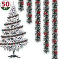 IZNEN 50FT Christmas Garland with 38 Red Bows, Green PVC Tinsel for Indoor & Outdoor Decor