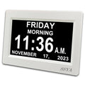 Ssya Digital Calendar Alarm Day Clock - 12 Alarm options Level 5 Auto Dimmable Dementia Clocks for Vision Impaired Elderly Memory Loss Clock with Non-