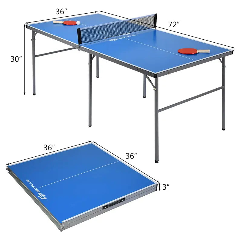 Pre-Assembled Portable Ping Pong Table – Folding Table Tennis Set with Net