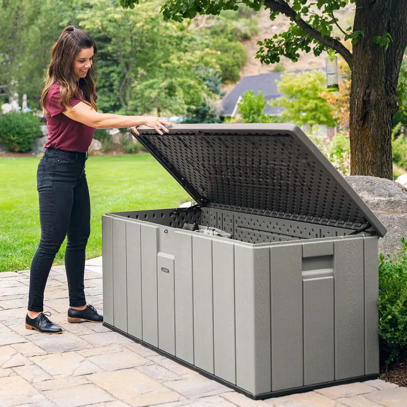 Lifetime 568-Litre Outdoor Deck Storage Box – Modern Grey Design, Model 60384U