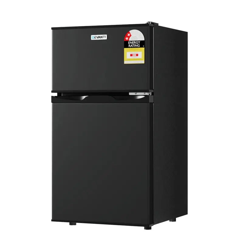 Devanti 80L Bar Fridge – Compact Black Mini Refrigerator & Freezer Combo