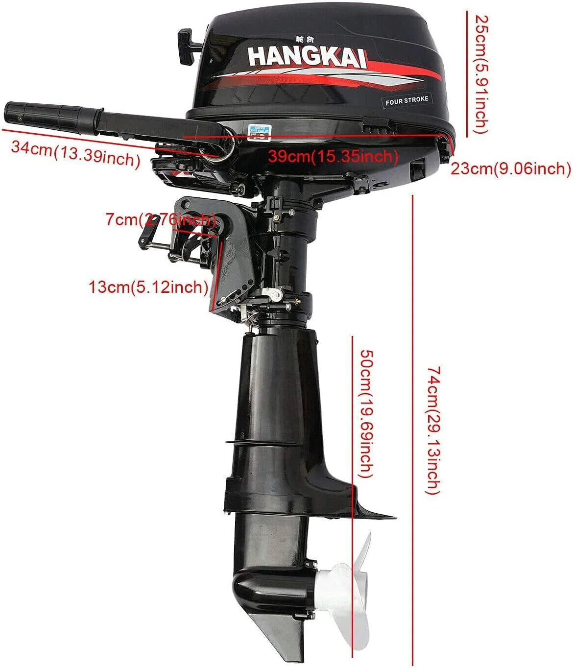 HANGKAI 6.5 HP 4 Stroke Outboard Motor Marine Boat Engine Water Cooling Tiller Control