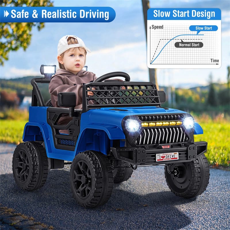 12V Kids Ride On Truck Car, Battery Powered Electric Vehicle with Parental Remote, LED Lights & Music Player for Boys & Girls Aged 3+