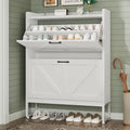 Compact Shoe Storage Cabinet Featuring Two Flip Drawers and One Adjustable Shelf