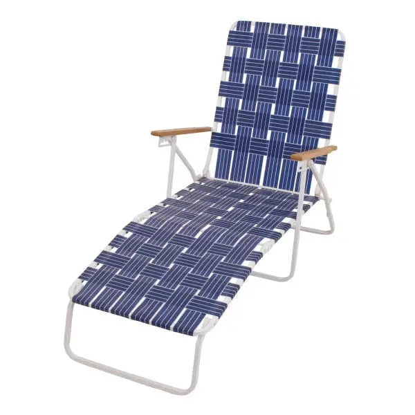 Rio Brands Steel Folding Web Chaise Lounge – Blue Outdoor Pool or Beach Chair