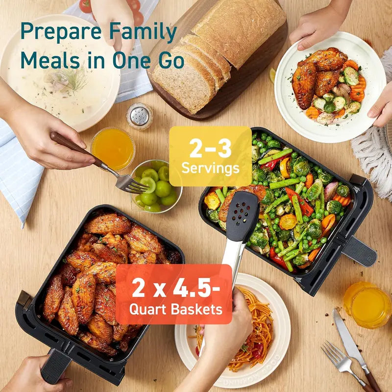 COSORI 9QT Dual-Basket Air Fryer – 10-in-1 Smart Cooking for Balanced Family Meals