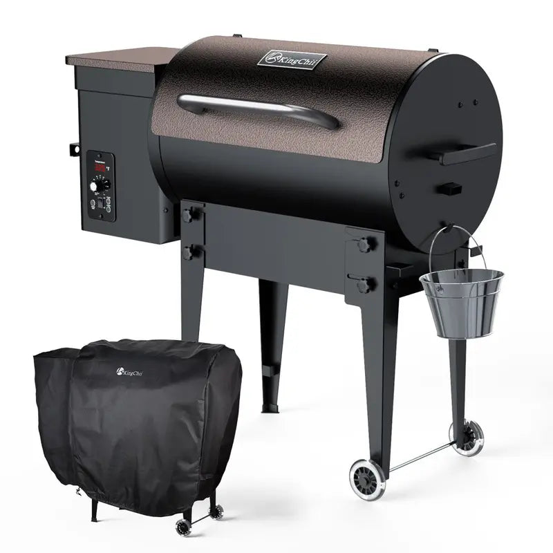 KingChii Pro Series 02 Electric Wood Pellet Smoker & Grill – 456 sq in Cooking Area, Bronze Finish with Auto Temp Control