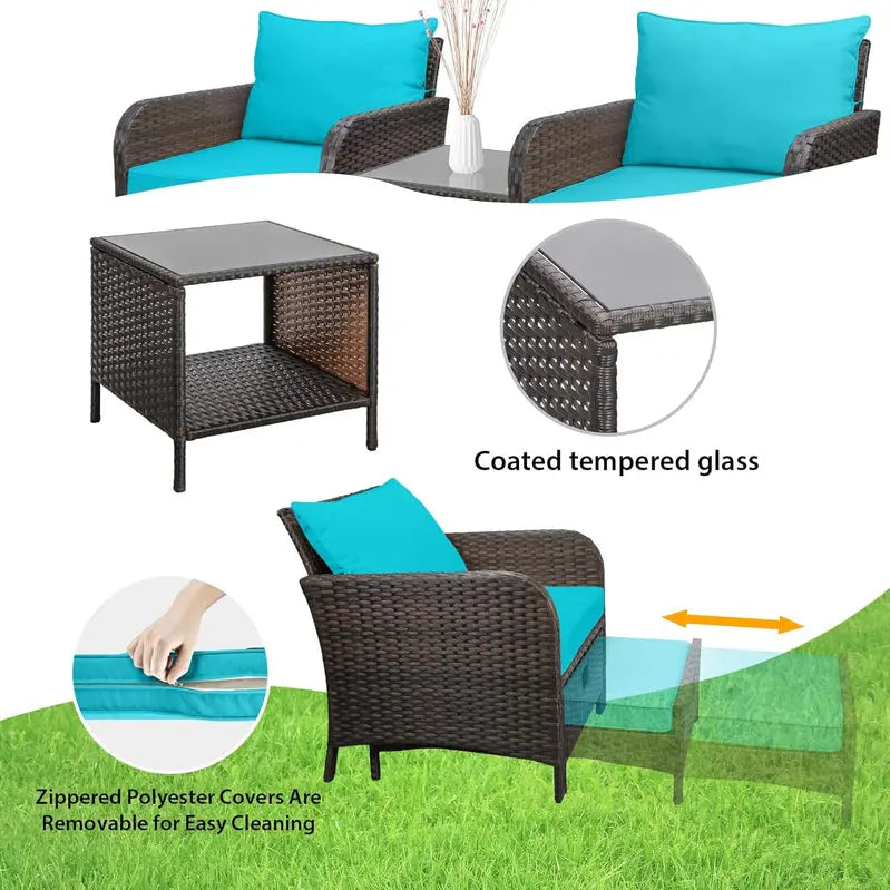 Leveleve 5-Piece Balcony Conversation Set – Compact Patio Furniture with Weather-Resistant Design