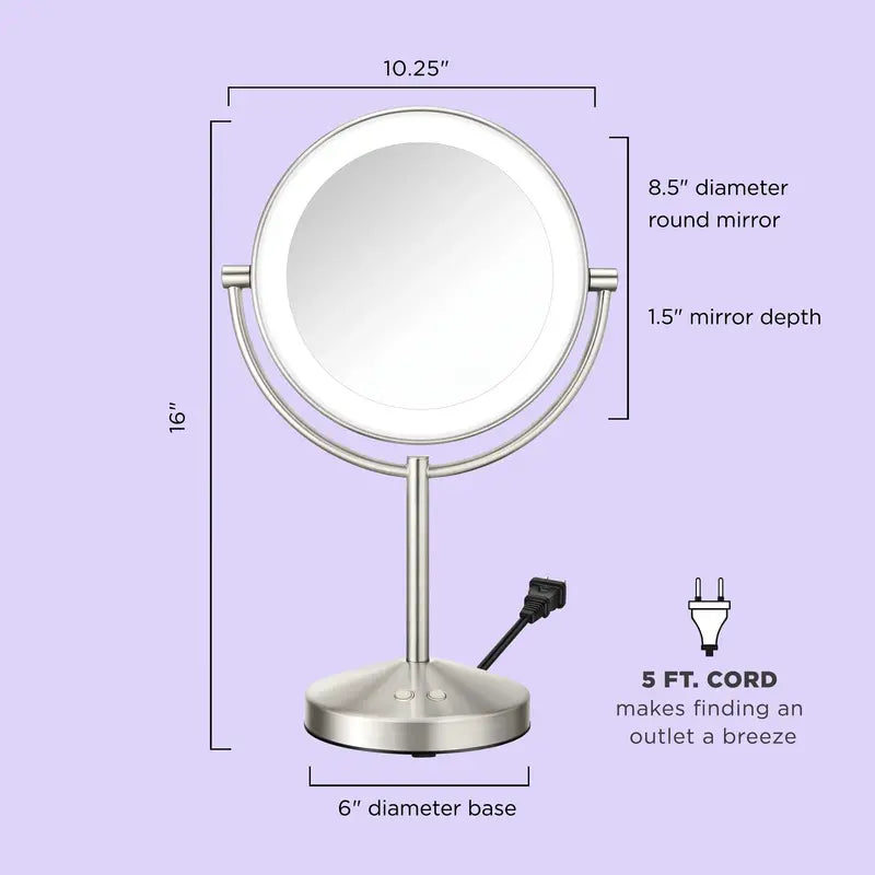 Conair Lighted Vanity Mirror – Dual-Sided (1X & 10X) Magnifying Makeup Mirror