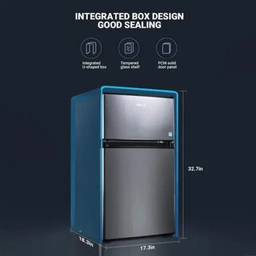 Compact 3.1 Cu. Ft. Mini Fridge with Freezer Compartment and Interior LED Lighting