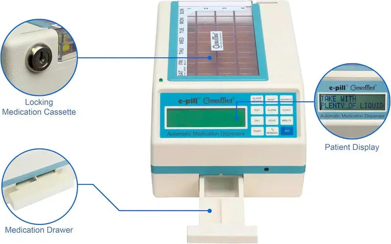 CompuMed Smart Pill Dispenser – Locking, Scheduled Dose Delivery System