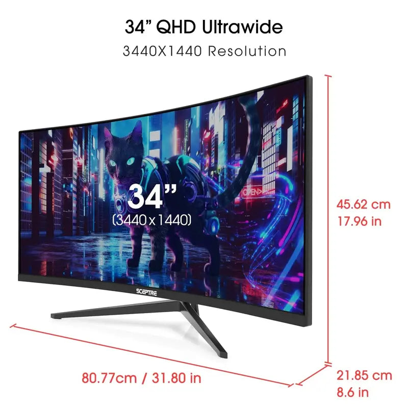 Sceptre 34-Inch Curved Ultrawide WQHD Monitor – 165Hz Refresh Rate