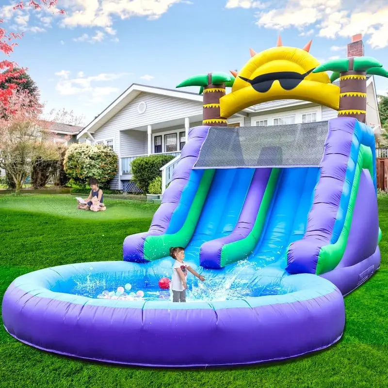 Relunch 26-Foot Inflatable Dual-Lane Water Slide for Kids & Adults – PVC Outdoor Splash Park with Blower & Pool