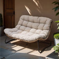 Crestlive All-Weather Outdoor Loveseat – Rattan Weave with Plush Cushions, Beige Patio Sofa