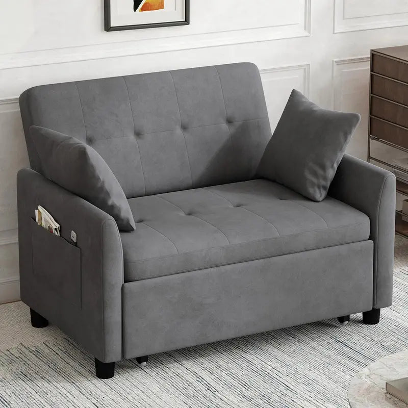 Compact 3-in-1 Loveseat Sleeper Sofa – Pull-Out Convertible Couch for Small Living Areas