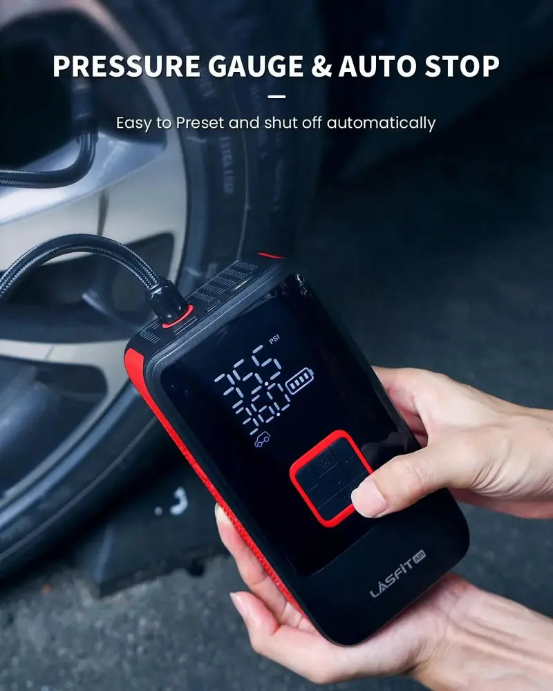 Cordless/Corded Digital Tire Inflator – 150 PSI Portable Air Compressor with Auto-Shutoff, 12000mAh Battery & Dual Power Options