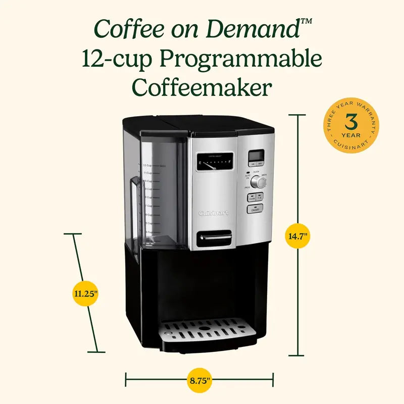 Cuisinart DCC-3000P1 12-Cup Programmable Drip Coffee Maker – Sleek Black Design