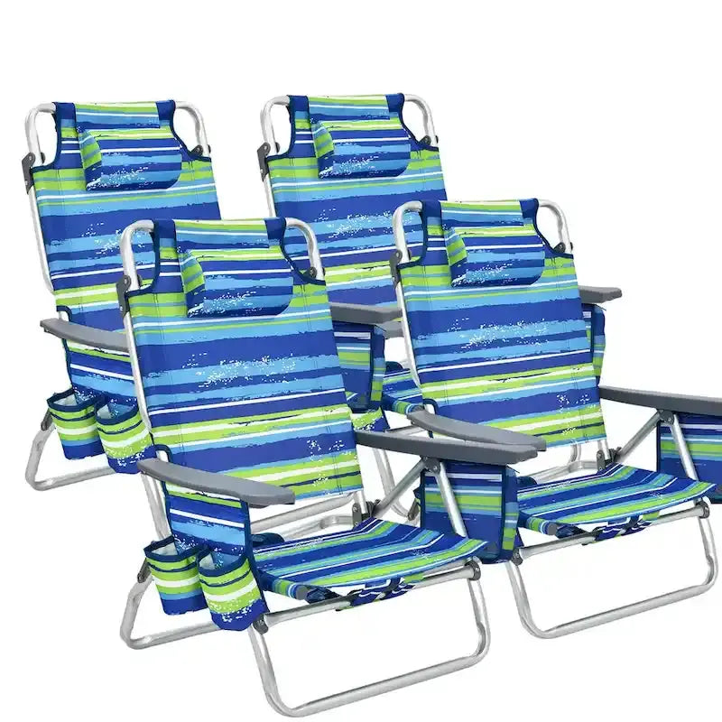 Costway 4-Pack Foldable Backpack Beach Chairs – 5-Position Outdoor Seating