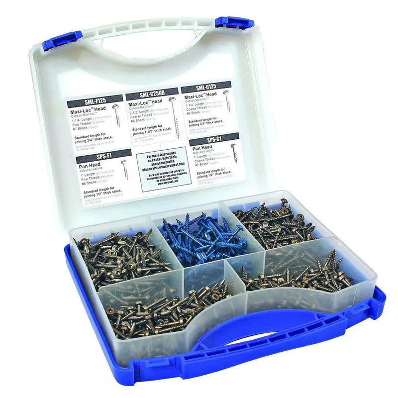 Kreg 1 in. to 2-12 in. Square Drive Round Head Pocket-Hole Screw Kit (675-Pack) SK03