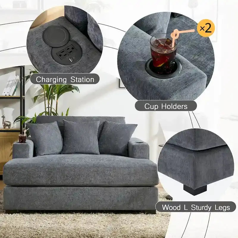Oversized Chaise Lounger – Three-Size Options with Complementary Throw Pillows