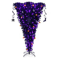 Inverted Black Halloween Christmas Tree – Pre-Lit Upside-Down Artificial Pine with Hinged Design