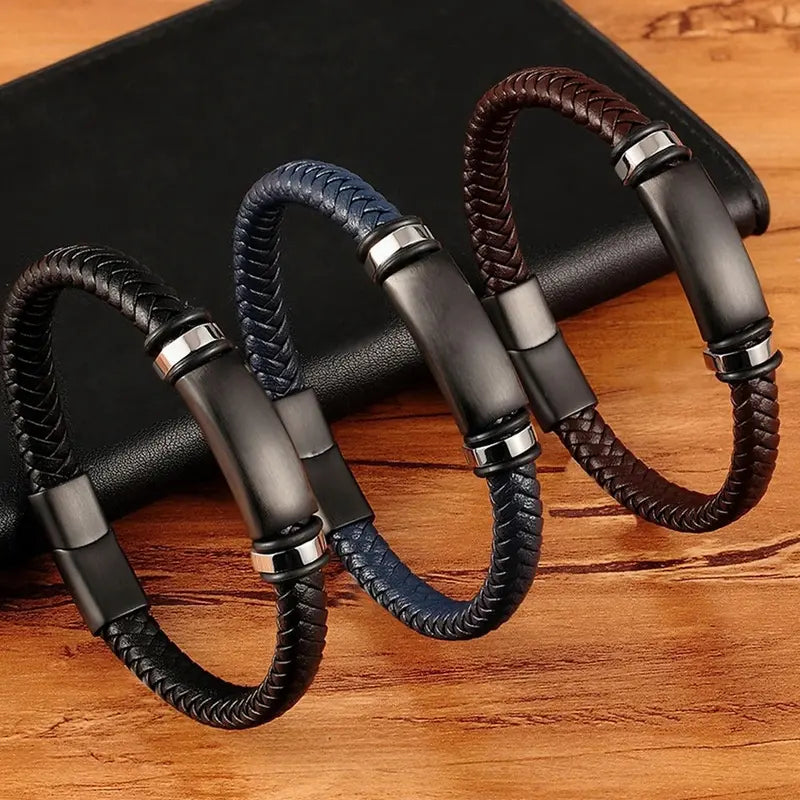 Contemporary Men's Leather Wrap Bracelet