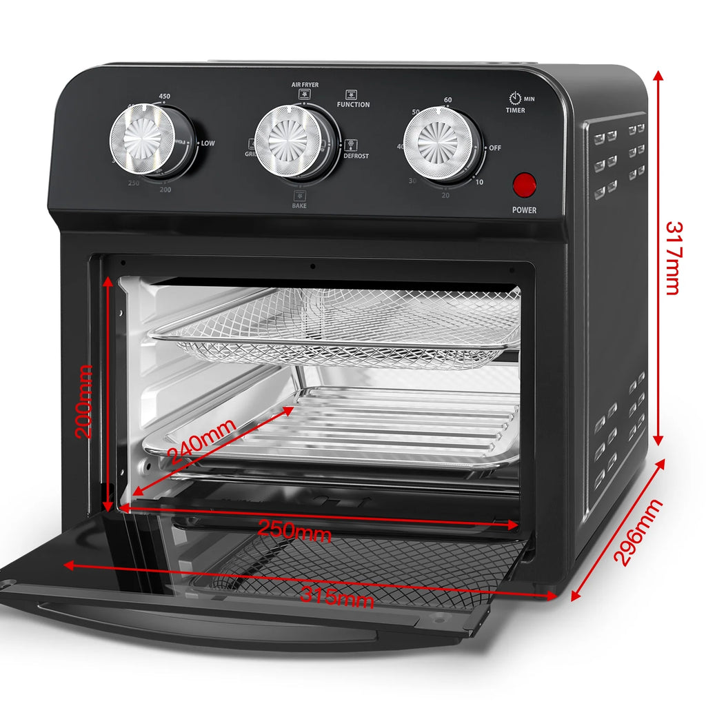 Plumchef 12 Quart 4 Slices Air Fryer Convection Toaster Oven, 1500W, 4 Cooking Modes, 7 in 1 Multifunction with Roast, Bake, Grill, Broil, Toast, Dehydrate, Defrost, Stainless Stee