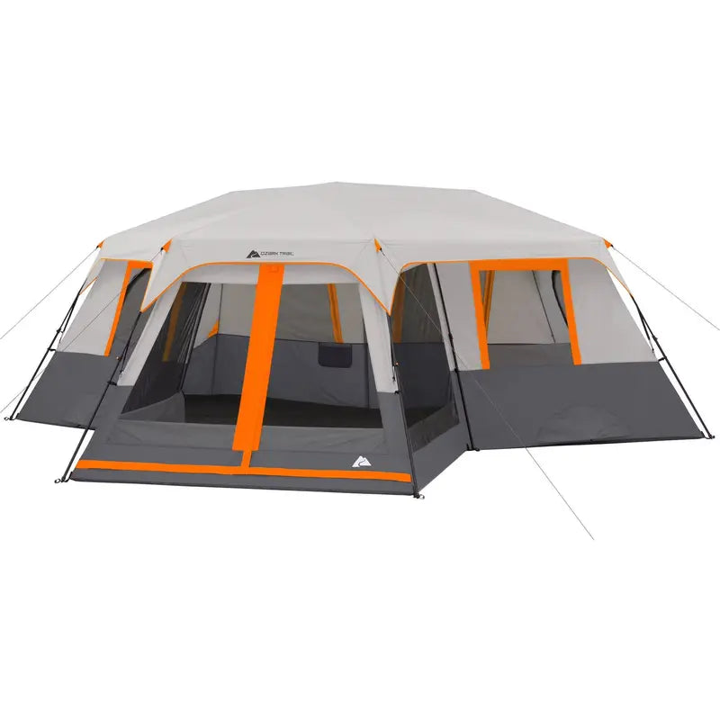 Ozark Trail 20 ft x 18 ft Instant Cabin Tent – 12-Person, 3-Room Design with Attached Screen Room, 56.5 lb Weight