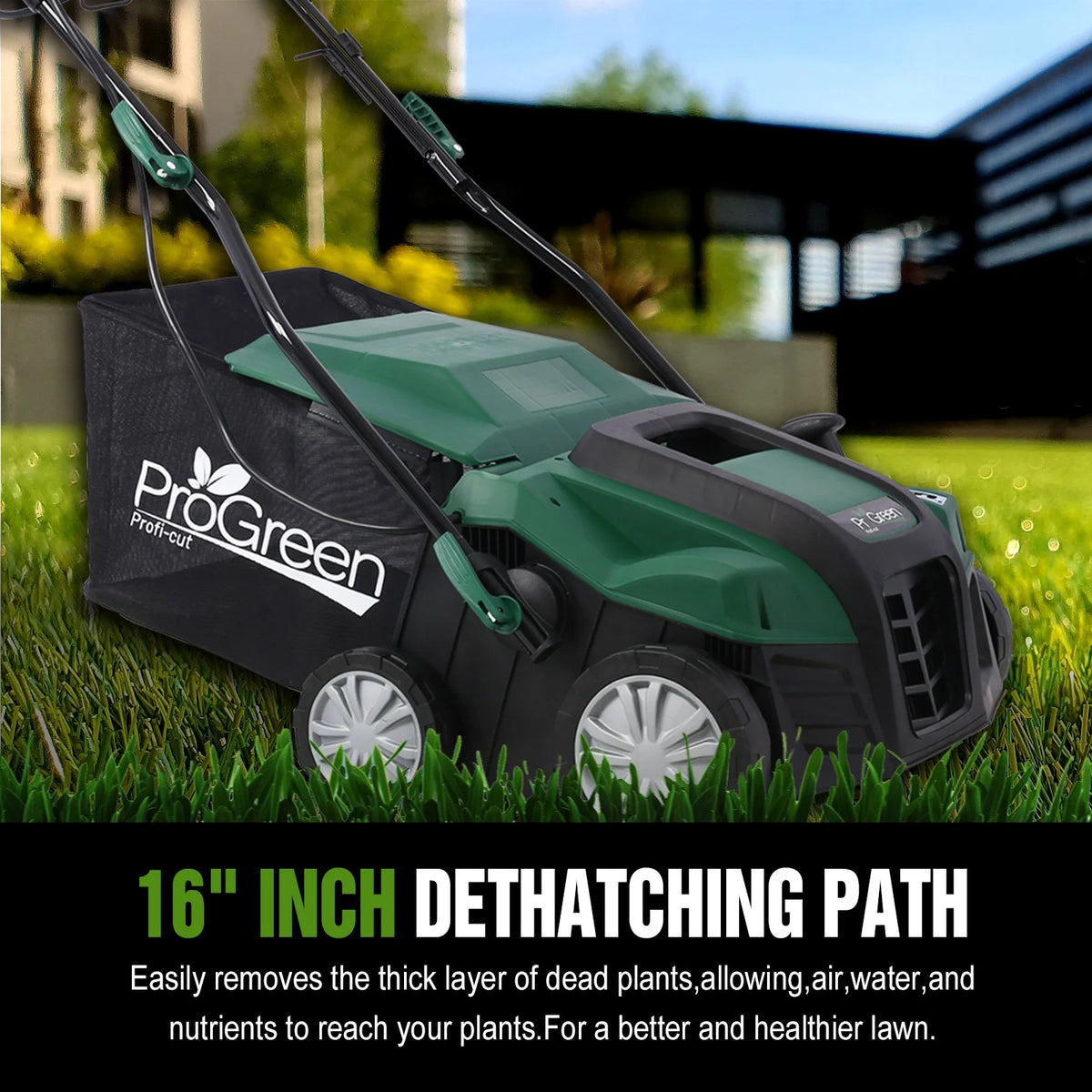 16 in Garden Scarifier, Segmart 15amp Electric Powered Walk - Behind Lawn Dethatcher with 58QT Large Collection Bag, 2 - in - 1 Walk - Behind Lawn Scarifier for Healthier, Lush Green Lawn