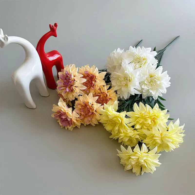 Dahlia-Inspired Silk Bouquet – Mixed Rose and Peony Arrangement for Desktop & Interior Styling