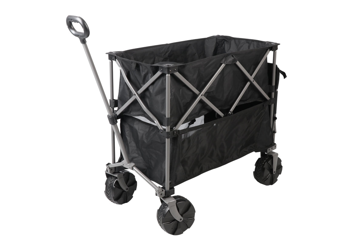 Ozark Trail Double Decker Folding Wagon with Extension Handle, Black