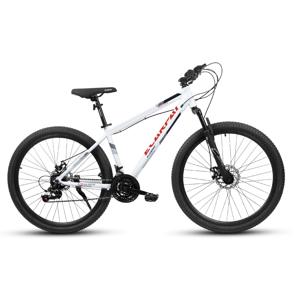 Juuar 27" Mountain Bike, 21 Speed High Carbon Steel Frame Bicycle with Suspension Fork Disc Brake for Men Women, White