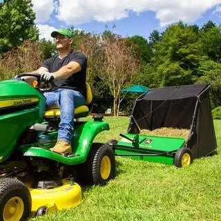 John Deere 42-Inch Trailed Lawn Sweeper – 24 Cu. Ft. Capacity, Adjustable Brush Height, Heavy-Duty Construction