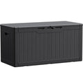 Devoko 100 Gallon Waterproof Resin Deck Box, Rattan Design, Durable Storage & Seating