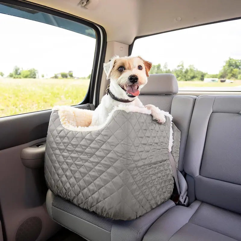 Lookout I Dog Booster Seat – Elevated Pet Car Seat for Small Dogs (5–15 lbs), Black Diamond Fabric with Washable Cover