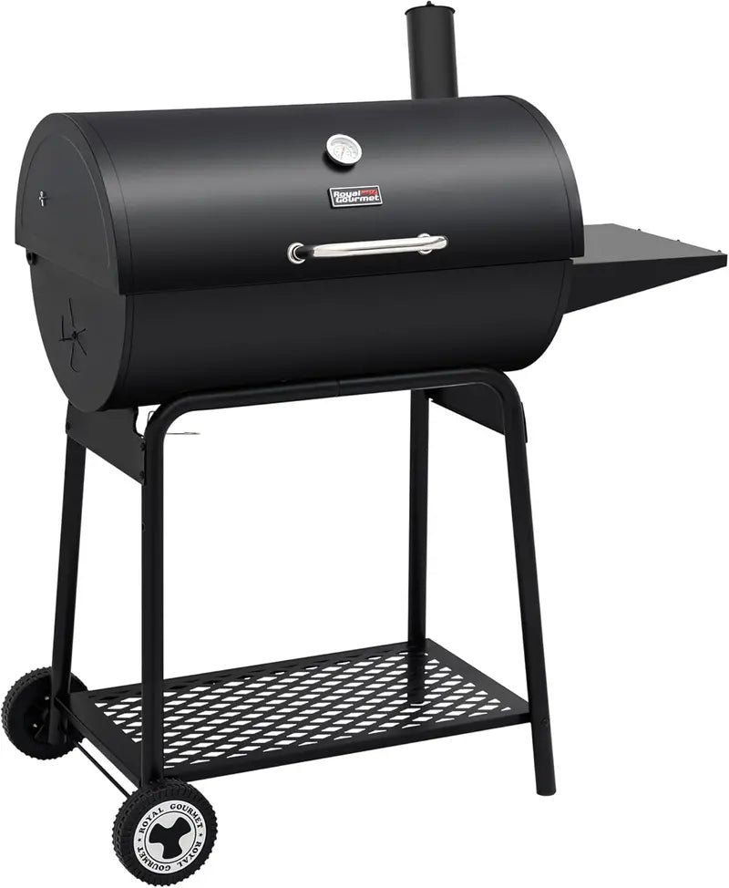 Royal Gourmet CC1830 30-Inch Barrel Charcoal Grill with Side Table – 627 Sq. In. Outdoor BBQ for Backyard Entertaining and Patio Use