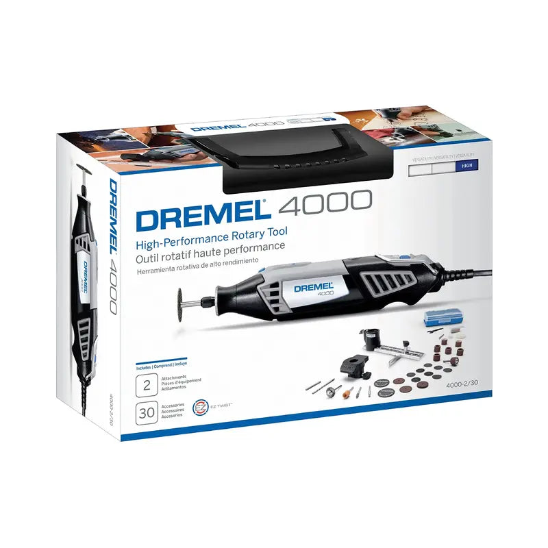 Dremel 4000 Rotary Tool Kit with Variable Speed, 2 Attachments & 30 Accessories