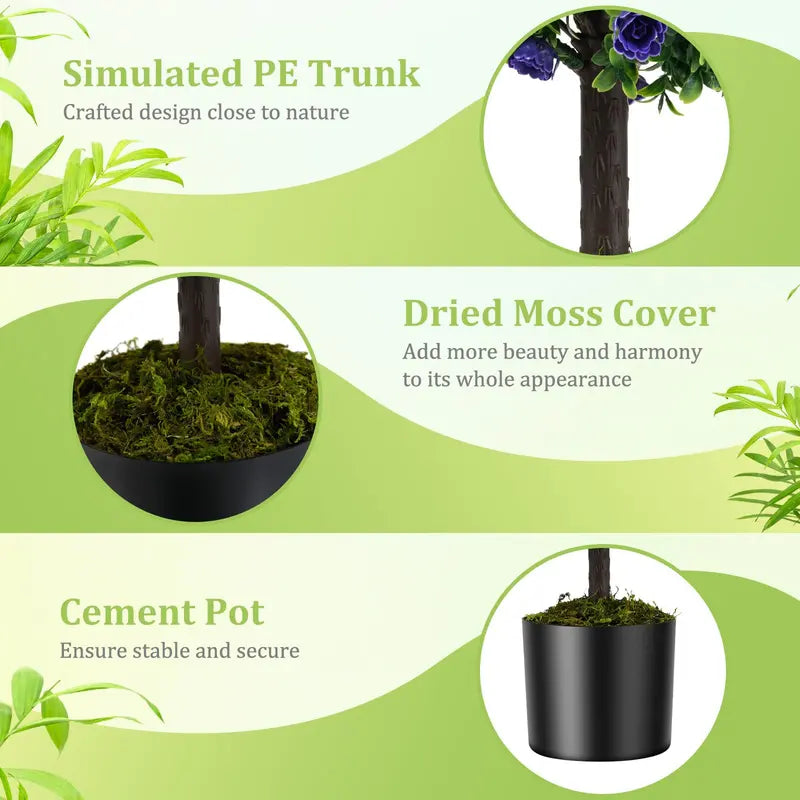 Set of 2 Artificial Purple Rose Topiary Balls – 22-Inch Faux Shrub Arrangements in Decorative Pots