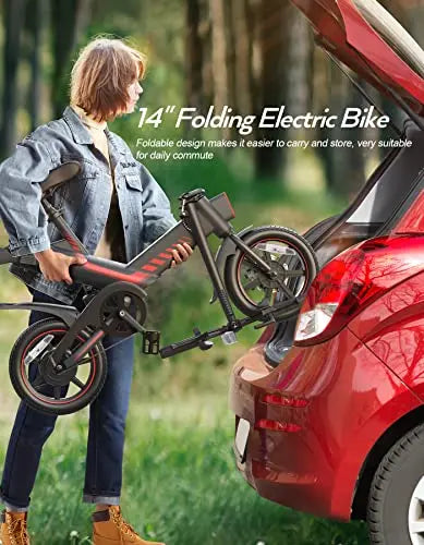 Sailnovo 14-Inch Folding Electric Bike – Lightweight E-Bike for Teens and Adults with Built-in Battery