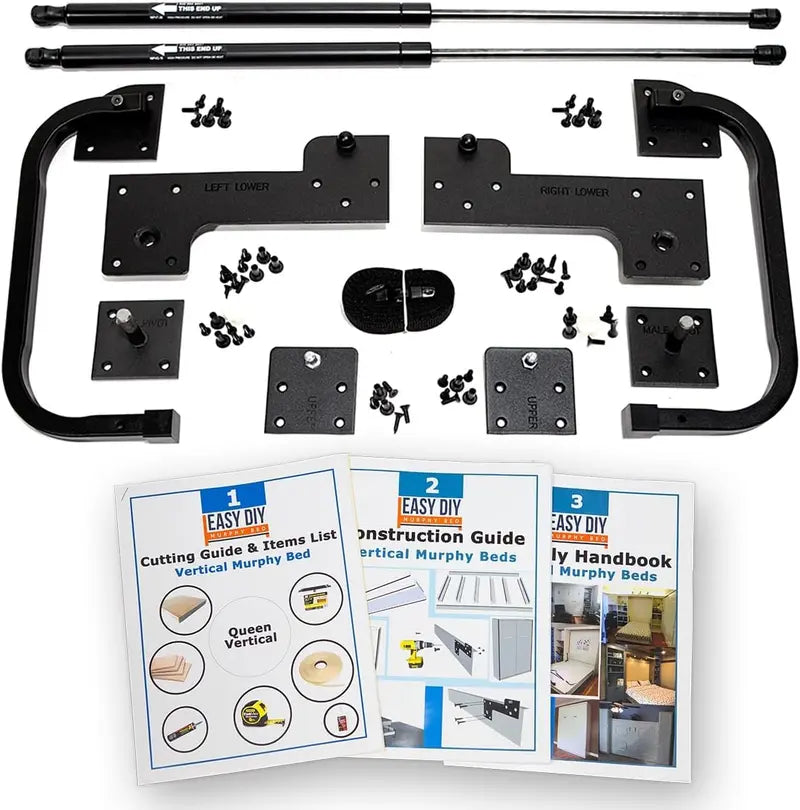 DIY Queen Murphy Bed Hardware Kit – Space-Saving Wall-Mounted Lift System with Vertical Installation Design