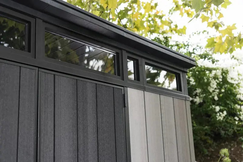 Keter Artisan 11′ x 7′ Modern Resin Storage Shed Kit – Stylish, All-Weather Outdoor Storage for Patio Furniture & Garden Equipment